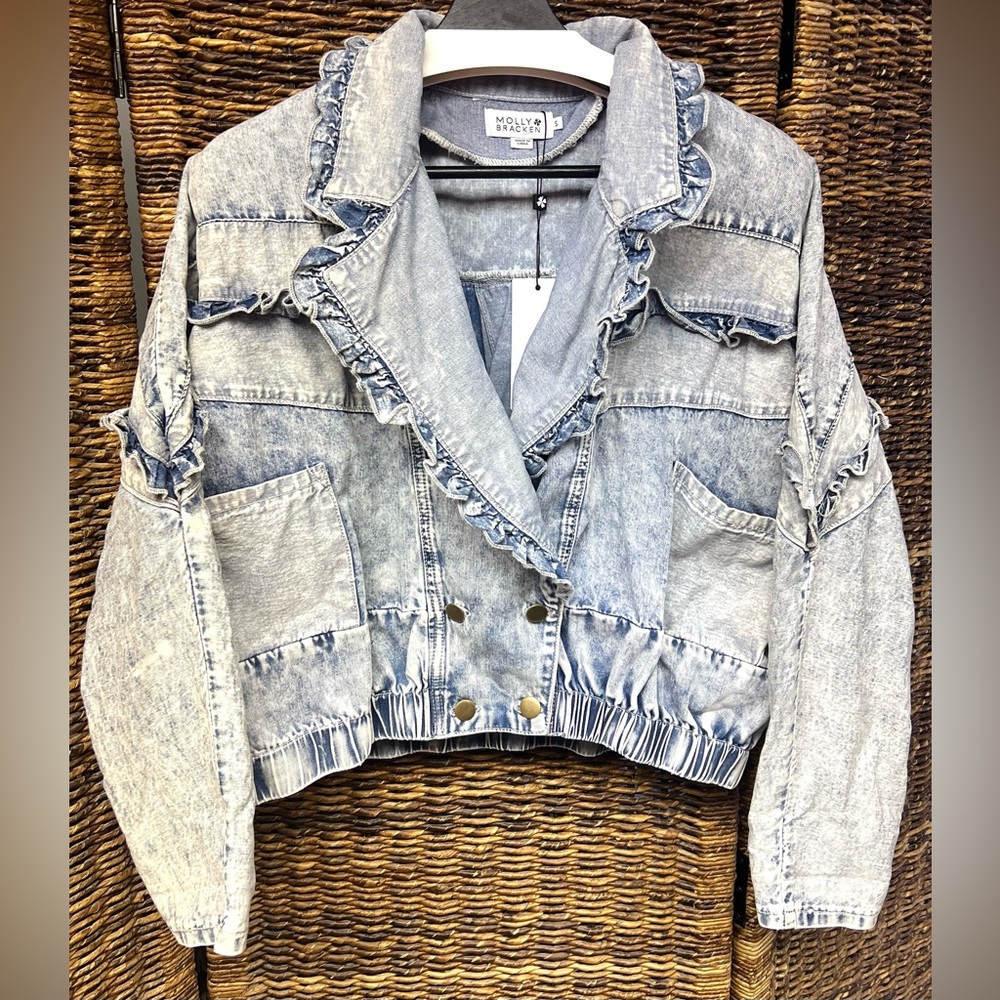 Molly Bracken-New with‎ tags-Women's Luxy Goosey Jacket w/Ruffle Details